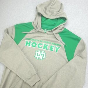 e5 Hoodie University of North Dakota Hockey Hoodie Mens Gray‎ Green UND Pullover